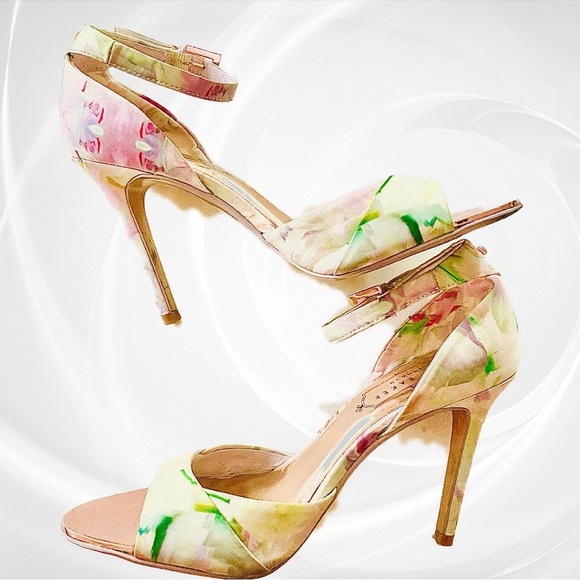 Ted Baker LONDON Multicolor Floral Canvas D’Orsay Peeptoe Strappy Heels Shoes 5 - Picture 5 of 13